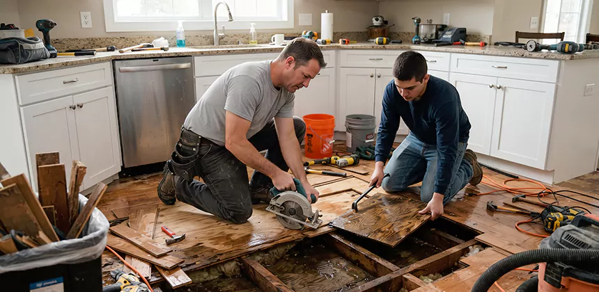 Kitchen Floor Water Damage Repair in Banning